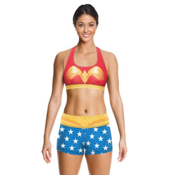 Wonder Woman Crop Top & Shorts Workout Sets