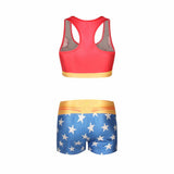 Wonder Woman Crop Top & Shorts Workout Sets